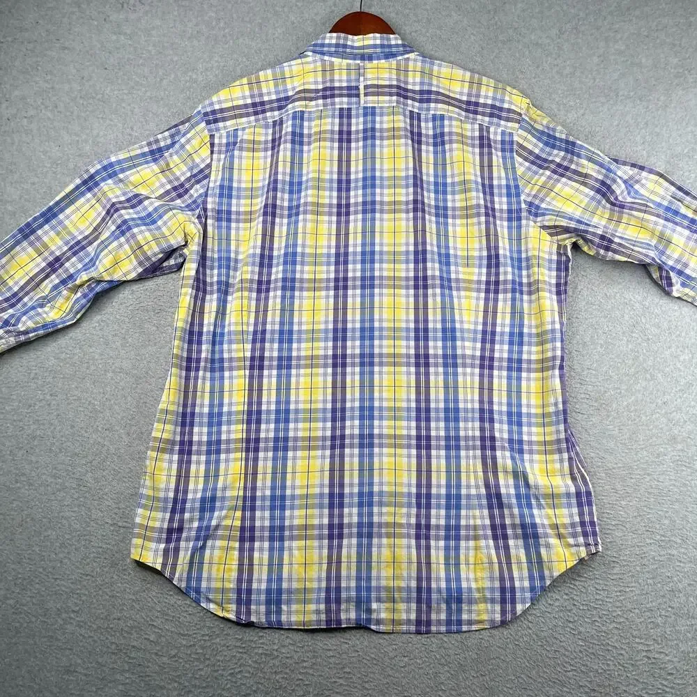 Banana Republic Shirt Slim Plaid Colorful Button Up Long Sleeve Mens XL *SEE
